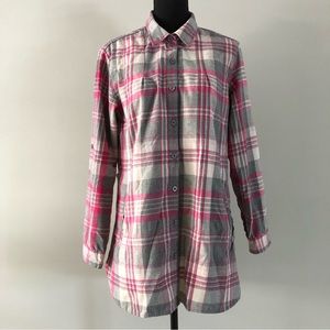 Women’s Stillwater Supply Co. Pink Gray Plaid Long Shirt Jacket size M